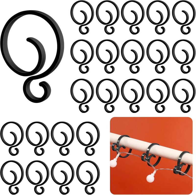 Heonay Christmas Light Clips for Banister Christmas Banister Clips Holiday Garland Hanger Hooks for Stockings String Lights Indoor Outdoor Decorations Stair Railing Fence Deck (Black, 100 PCS) - Image 1